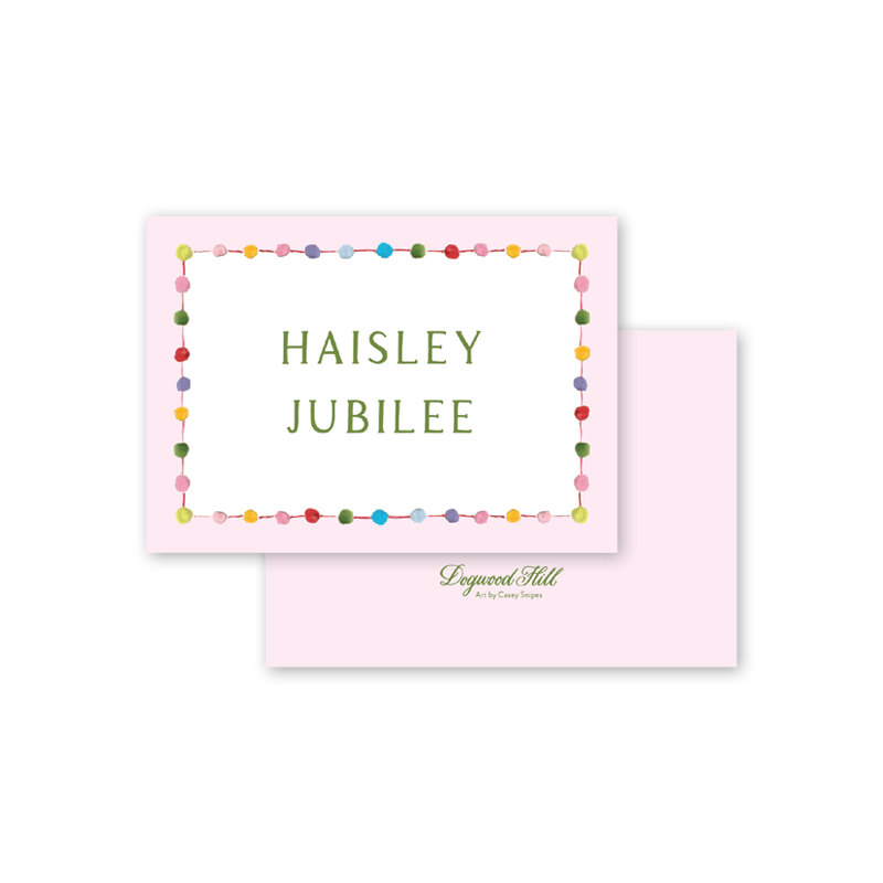 Pom Pom Party Pink Calling Cards– Dogwood Hill