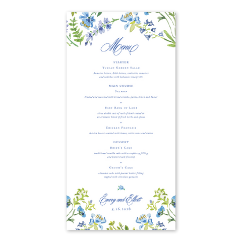 Hampton Floral Menu