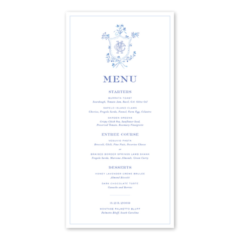 Heron Crest Menu