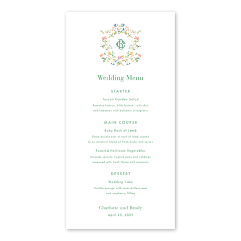 Hummingbird Crest Menu