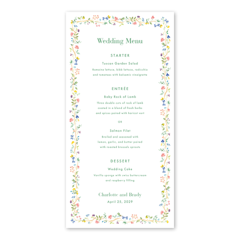 Hummingbird Menu