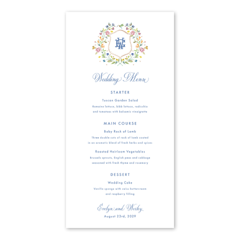 Hummingbird Vine Crest Menu