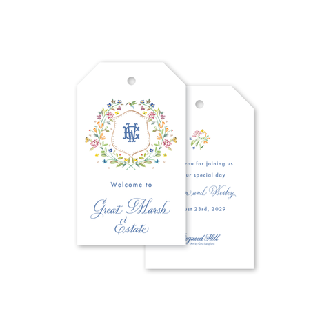 Hummingbird Vine Wedding Crest Gift Tags