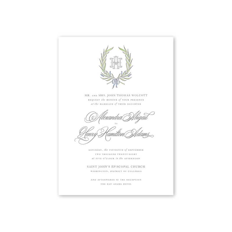 Alexandra Crest Wedding Invitation