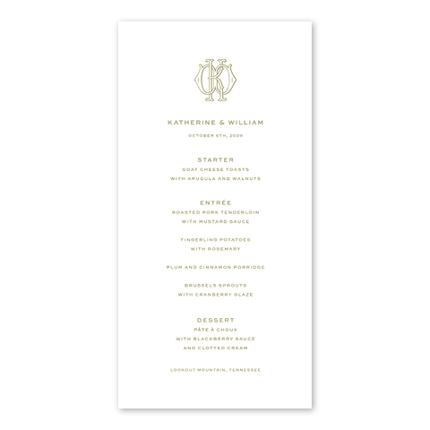 Heirloom Monogram Menu