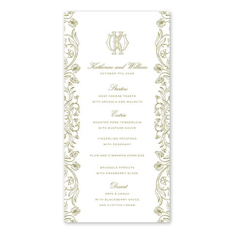 Heirloom Wedding Script Menu