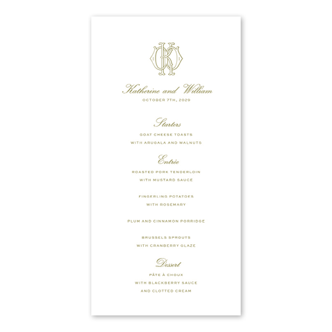 Heirloom Wedding Monogram Menu