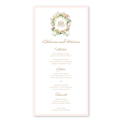 Verey Crest Menu