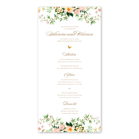 Verey Floral Menu