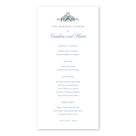 Joie Bleue Bow Menu