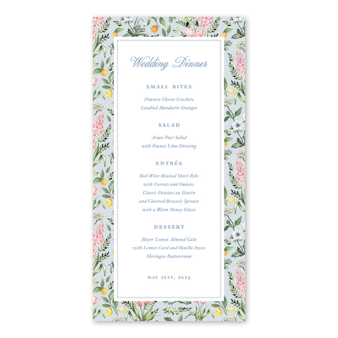 Joie Bleue Menu