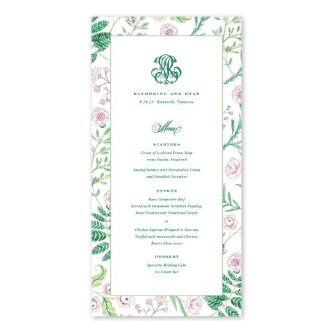 Caroline Floral Menu