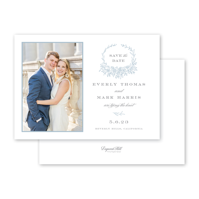 Beverly Blue Crest Save The Date with Photo