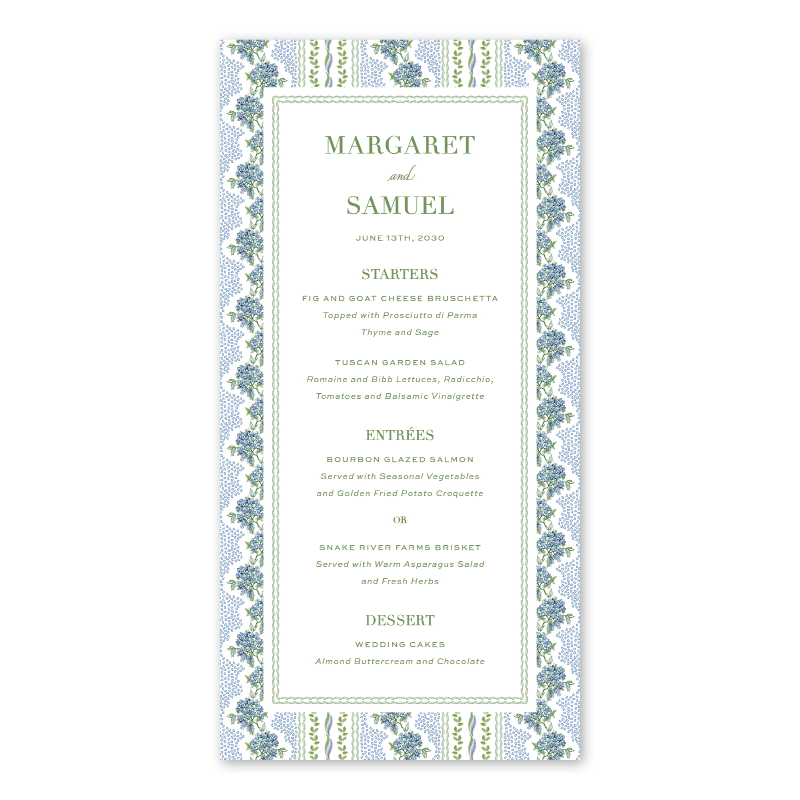 Christine Hydrangea Menu