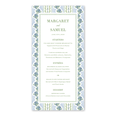 Christine Hydrangea Menu