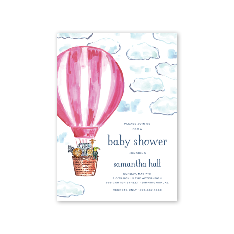 Pink hot air balloon baby shower on sale