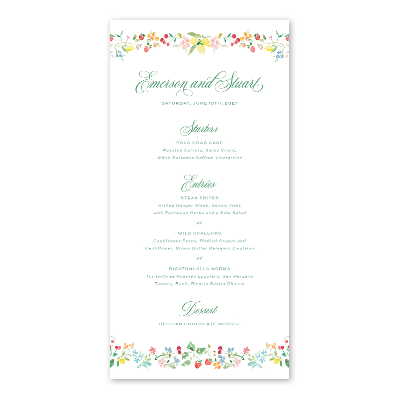 Jardin Coloré Trim Menu