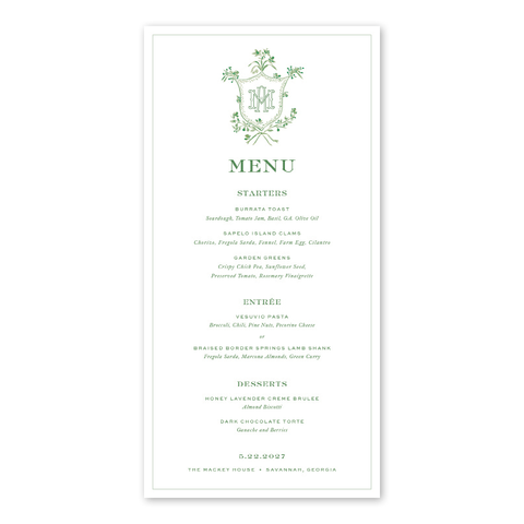Heron Green Crest Menu