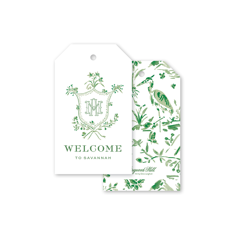 Heron Green Crest Gift Tags