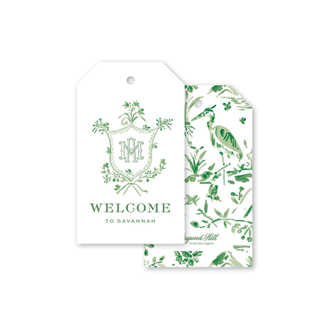 Heron Green Crest Gift Tags