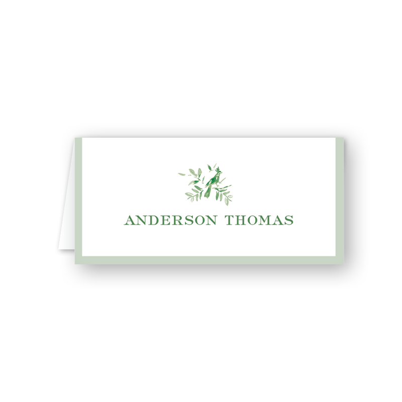 Heron Green Floral Place Card