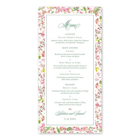 Hampton Pink Border Menu