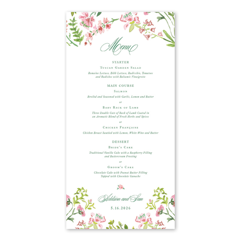 Hampton Pink Floral Menu