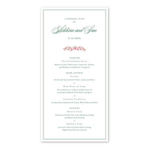 Hampton Pink Menu