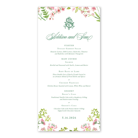 Hampton Pink Monogram Menu