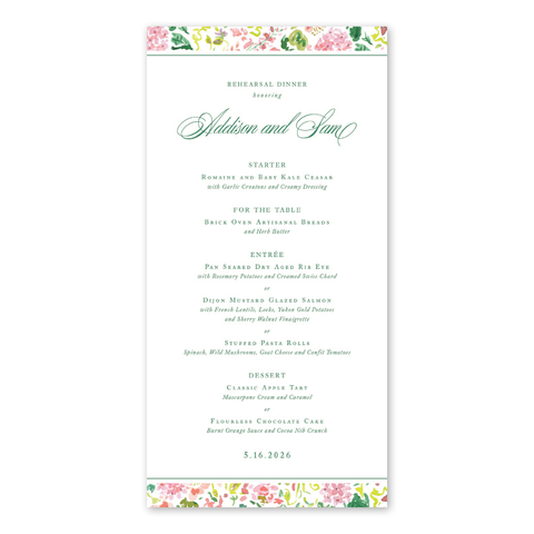 Hampton Pink Trim Menu