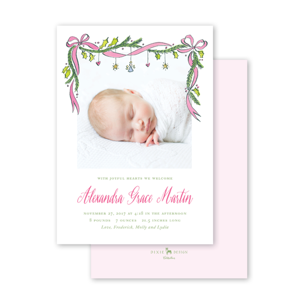Christmas shop birth announcement
