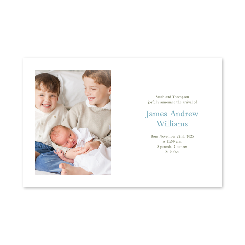 Quincy's Cottage Folded Birth Announcement Dogwood Hill