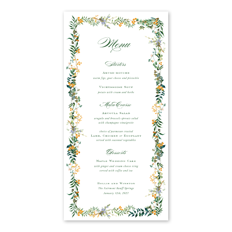 Winterberry Gold Border Menu