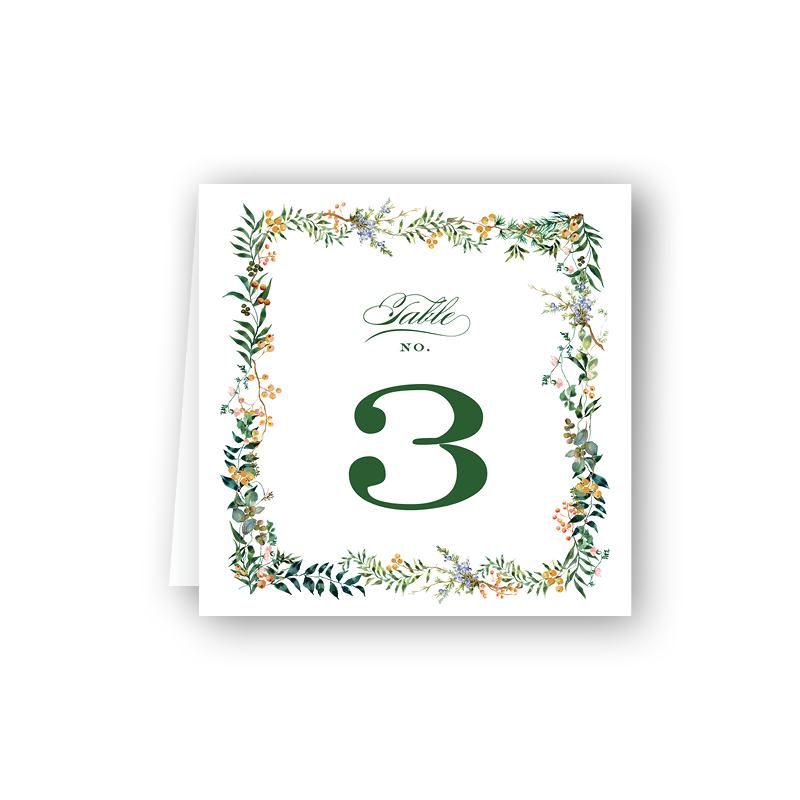 Winterberry Gold Border Table Number