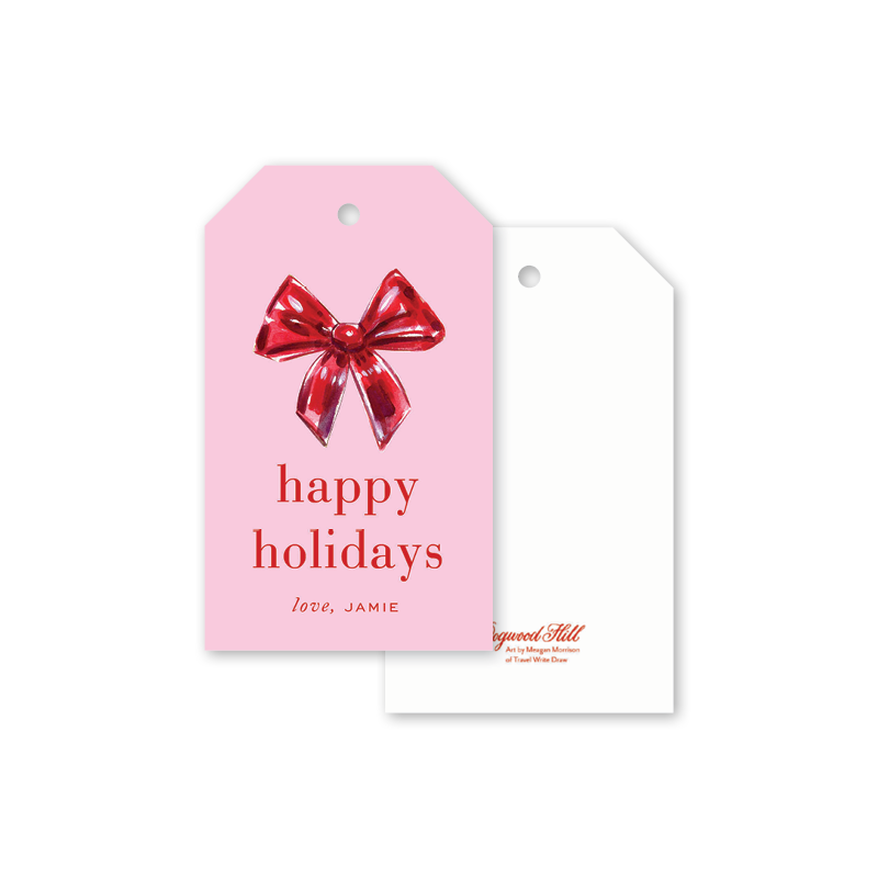 Holiday Ribbons Pink Gift Tags
