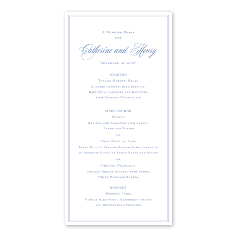 English Elegance Menu