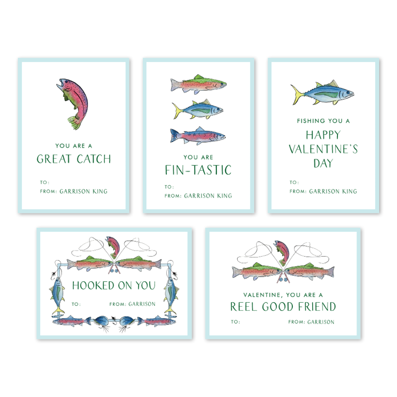 cute fish valentine cards with hook Trout Valentine Multi Set