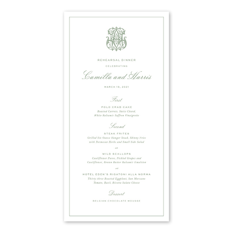 Chinoiserie Monogram Menu